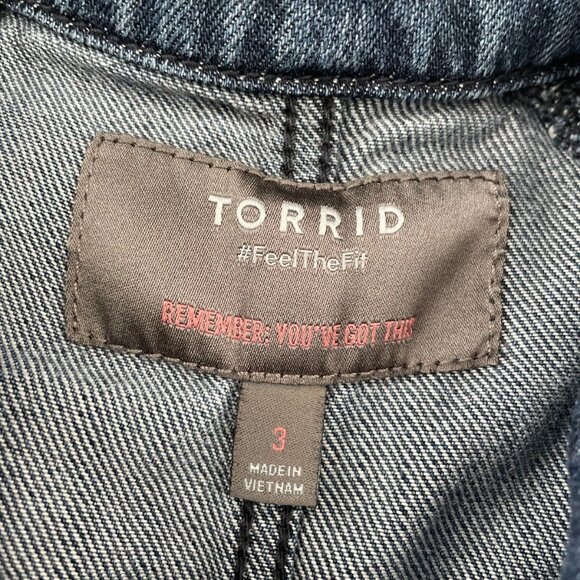 Torrid Feel The Fit Womens Blue Long Sleeve Pocket Denim Chore Jacket Size US 3X - Picture 3 of 8